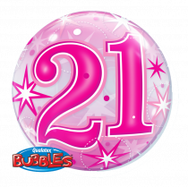 Balão Bubble " 21 Anos Pink Sparkle "