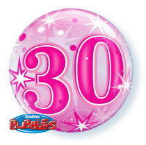 Balão Bubble " 30 Anos Pink Sparkle "