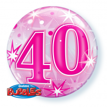 Balão Bubble 40 Anos Pink Sparkle