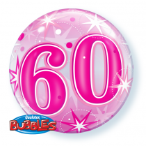 Balão Bubble Rosa 60 Anos Sparkle