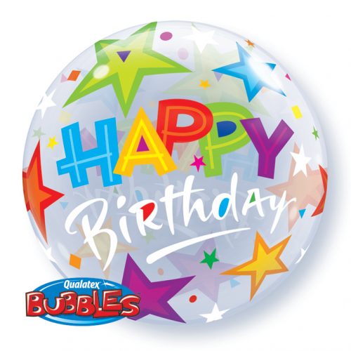 Balão Bubble 22”/56cm " Birthday brillant Stars "