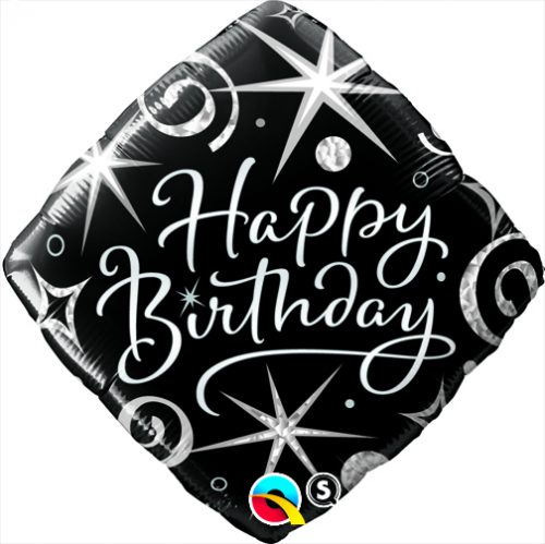 Balão Foil Birthday Elegant Sparkles & Swirls