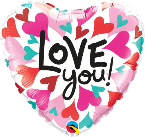 Balão Foil Love You Converging Hearts