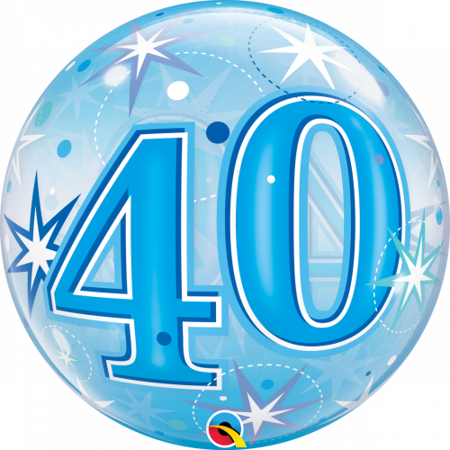 Balão Bubble Birthday Blue Sparkle 40 anos