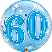 Balão Bubble Birthday Blue Sparkle 60 anos