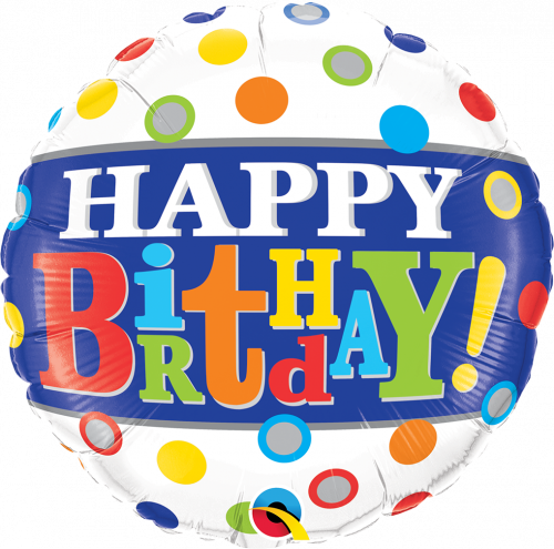 Balão Foil Birthday Band & Dots