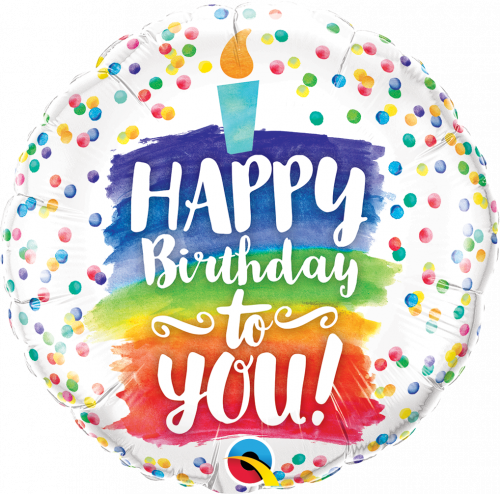 Balão Foil Happy Birthday To You Rainbow Cake