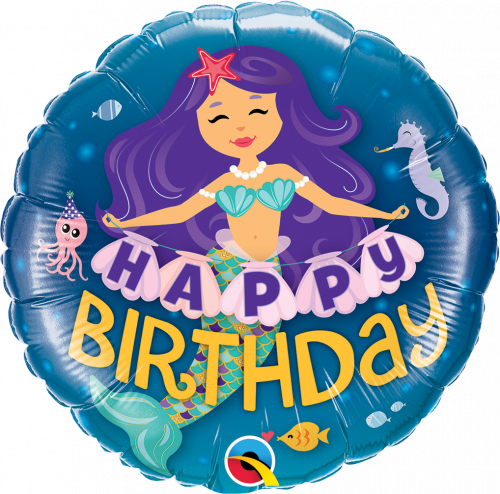 Balão Foil Happy Birthday Mermaid