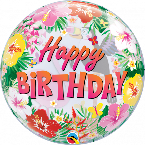 Balão Bubble HAPPY BIRTHDAY TROPICAL PARTY