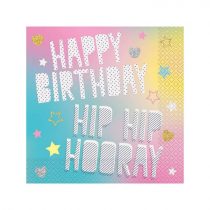 Guardanapos Happy Birthday HIP HIP Unicorn 33cm x 33cm