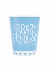 8 Copos Baby Shower Azul 270ml