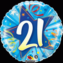 Balão Foil " 21 anos Shining Star Bright Blue "