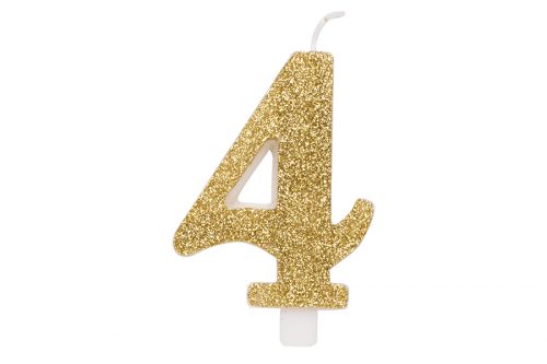 vela dourada glitter numero 4