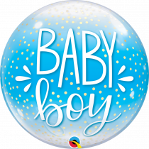 Balão Bubble Baby Boy Polka Dots