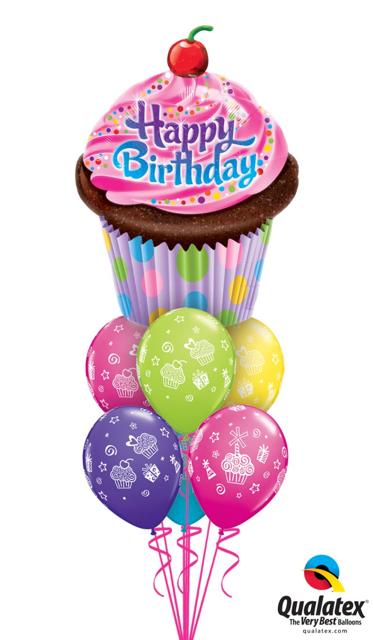 bouquet balões cup cake frosten