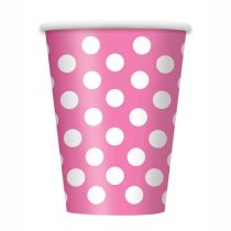 6 Copos Rosa Pintas Brancas 355ml