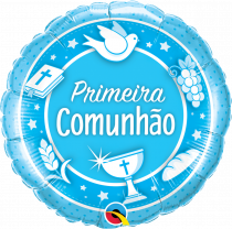 Balão Foil " Primeira Comunhão - Azul "