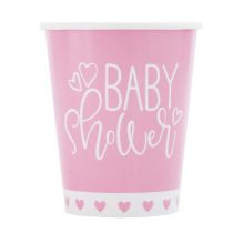 8 Copos Baby Shower Rosa 270ml