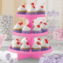 suporte cup cakes rosa