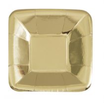 Pratos quadrados aperitivos dourado brilhantes 13cm