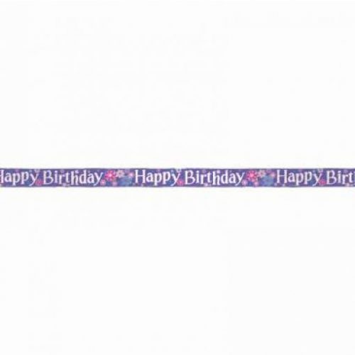 faixa happy birthday lilas com flores