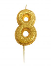 vela numero 8 dourada glitter