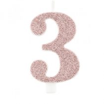 VELA ANIVERSÁRIO ROSE GOLD GLITTER Nº 3