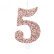 VELA ANIVERSÁRIO ROSE GOLD GLITTER Nº5