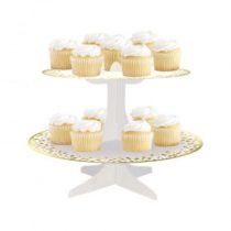 CUPCAKE STAND BRANCO & DOURADO FOIL