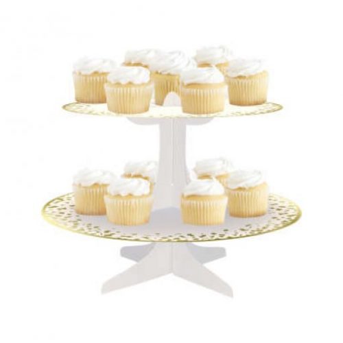 CUPCAKE STAND BRANCO & DOURADO FOIL