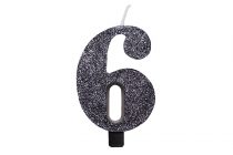 vela glitter preto numero 6